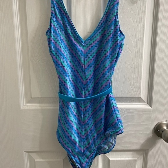 Vintage One Piece Swimsuit with Belt Size 12 E Stewart🩱 - Picture 2 of 7